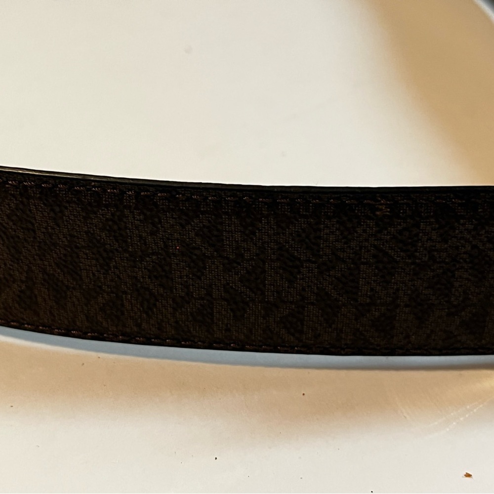 Michael Kors Logo and Leather Waist Belt (Brown / Chocolate) Large - Picture 7 of 10